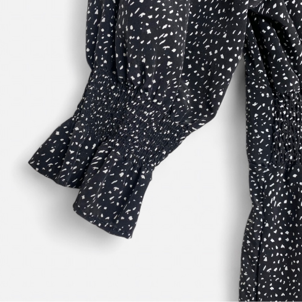 Melloday Black White Pebble Polka Dot Maxi Dress XS Cottagecore Boho - Picture 5 of 12
